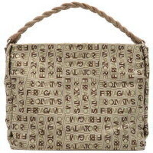 Salvatore Ferragamo shoulder bag logo nylon beige handbag half